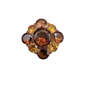 Liz Claiborne Topaz & Amber Crystal Brooch Gold Tone Setting Signed LC